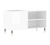 vidaXL Armoire à Disques, Support de Tourne-Disque, Armoire Latérale avec Rangement, Buffet de Salon, Moderne, Blanc Brillant Bois d'Ingénierie