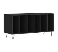 vidaXL Armoire à disques et support de tourne-disque moderne avec rangement Noir Bois d'Ingénierie