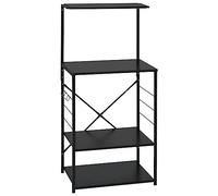 vidaXL Armoire à Four à Micro-Ondes, Support pour Micro-Ondes, Étagère de Cuisine, Meuble de Rangement Salle à Manger Maison Intérieur, Noir Bois d’Ingénierie