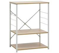 vidaXL Armoire à Micro-Ondes, Support pour Micro-Ondes, Étagère de Cuisine, Meuble de Rangement Salle à Manger Maison Intérieur, Blanc et Chêne