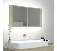 vidaXL Armoire à miroir à LED de bain Chêne sonoma 90x12x45 Acrylique 804975