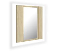 vidaXL Armoire à Miroir à LED de Bain, Meuble de Rangement, Armoire de Toilette, Organisateur de Maison Intérieur, Chêne Sonoma Acrylique
