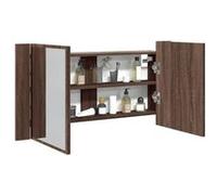 vidaXL Armoire à Miroir à LED de Bain, Placard avec 2 Étagères, Meuble de Rangement, Organisateur de Toilette, Moderne, 834969 Marron G