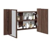 vidaXL Armoire à Miroir à LED de Bain, Placard avec 2 Étagères, Meuble de Rangement, Organisateur de Toilette, Moderne, 834953 Marron G