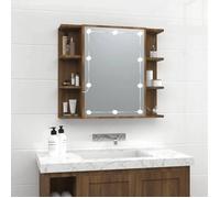 vidaXL Armoire à Miroir avec LED Armoire de Rangement Miroir de Maquillage Meuble de Salle de Bain Maison Intérieur Chêne 820453