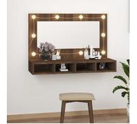 vidaXL Armoire à Miroir avec LED Armoire de Rangement Miroir de Maquillage Meuble de Salle de Bain Maison Intérieur Chêne 820459