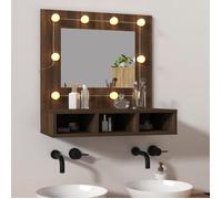 vidaXL Armoire à Miroir avec LED Armoire de Rangement Miroir de Maquillage Meuble de Salle de Bain Maison Intérieur Chêne 820456