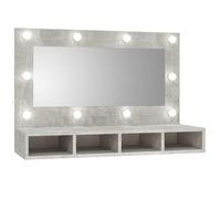 Armoire à Miroir avec LED Armoire Murale Armoire de Salle de Bain Meuble de Rangement Armoire de Rangement Gris Béton 90x31,5x62 cm