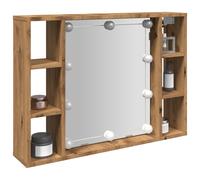 Vidaxl Armoire À Miroir Avec Led Chêne Artisanal 76x15x55 Cm
