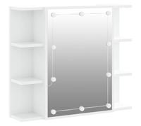 vidaXL Armoire à Miroir avec LED Murale de Salle de Bain - Meuble de Rangement Blanc Brillant 70x16,5x60 cm
