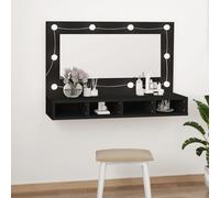 vidaXL Armoire à miroir avec LED noir 90x31,5x62 cm