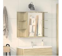 vidaXL Armoire à miroir de bain Chêne Sonoma 80×20,5×64 cm Aggloméré Multicolore