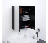 vidaXL Armoire à miroir de salle de bain 60x15x75 cm MDF Noir brillant