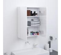 Vidaxl Armoire À Miroir De Salle De Bain 60x15x75cm Mdf Blanc Brillant Blanc
