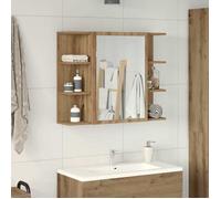 vidaXL Armoire à miroir de salle de bain chêne artisanal 80x20,5x64 cm murale Multicolore