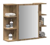 vidaXL Armoire à miroir de salle de bain chêne artisanal 80x20,5x64 cm, placard à miroir, armoire murale avec miroir, 856037