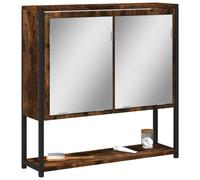 Vidaxl Armoire À Miroir De Salle De Bain Chêne Fumé Bois D'ingénierie Marron