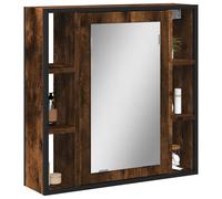 Vidaxl Armoire À Miroir De Salle De Bain Chêne Fumé Bois Dingénierie. Marron