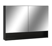 vidaXL Armoire à Miroir de Salle de Bain LED Armoire Murale Meuble de Rangement à Miroir de Toilette Maison Intérieur Noir 80x15x60 cm MDF