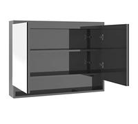 vidaXL Armoire à Miroir de Salle de Bain Meuble de Rangement Armoire Murale Suspendue Toilette Maison Intérieur 80x15x60 cm MDF Gris Brillant