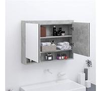 vidaXL Armoire à Miroir de Salle de Bain Meuble de Rangement Armoire Murale Suspendue Toilette Maison Intérieur 80x15x60 cm MDF Gris Béton Gris G