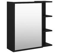 vidaXL Armoire à Miroir de Salle de Bain, Meuble de Rangement avec Compartiment, Armoire de Toilette Maison Intérieur, Noir Bois d’Ingénierie