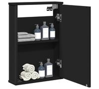 Vidaxl Armoire À Miroir De Salle De Bain Noir Bois D'ingénierie Marron