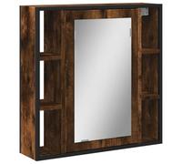 vidaXL Armoire à Miroir de Salle de Bain, Placard Mural de Toilette avec Miroir, Meuble de Rangement, Moderne, Chêne Fumé Bois d'Ingénierie