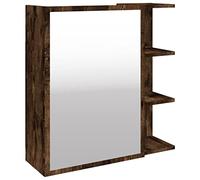 vidaXL Armoire à miroir salle de bain moderne – Placard mural 5 compartiments – Chêne fumé