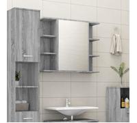 vidaXL Armoire à miroir de salle de bain Sonoma gris – Bois – 80 x 20,5 x 64 cm