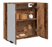 vidaXL Armoire à miroir de salle de bain vieux bois 64x20x66,5 cm, placard à miroir, armoire murale avec miroir, armoire 856940