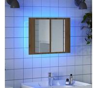 vidaXL Armoire à miroir LED chêne artisanal 60x12x45cm bois ingénierie, armoire à miroir, armoire de maquillage avec miroir, 856283 Marron
