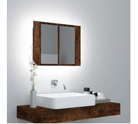 vidaXL Armoire à miroir LED Chêne fumé 60x12x45 cm Bois d'ingénierie, armoire à miroir de salle de bain, armoire à miroir 822841