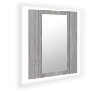 vidaXL Armoire à Miroir LED de Salle de Bain, Armoire Murale avec Éclairage, Placard de Rangement Toilette, Moderne, Sonoma Gris Bois d'Ingénierie