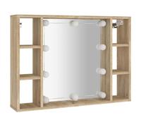 vidaXL Armoire à Miroir avec LED Armoire Murale Armoire de Salle de Bain Meuble de Rangement Armoire de Rangement Chêne Sonoma 76x15x55 cm
