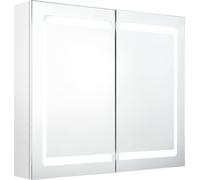 vidaXL Armoire à miroir LED pour salle de bain blanc brillant 80x12x68 cm