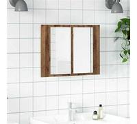 vidaXL Armoire à miroir LED vieux bois 60x12x45 cm bois d'ingénierie, armoire à miroir, armoire de maquillage avec miroir, 856282 Marron