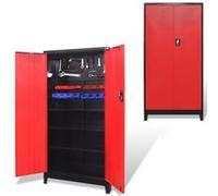 vidaXL Armoire à outils avec 2 portes Acier 90x40x180 cm Noir et rouge Rouge G