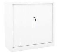 vidaXL Armoire à portes coulissantes en acier blanc 90x40x90 cm, 2 étagères réglables, verrou