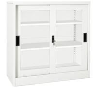 Vidaxl Armoire À Portes Coulissantes Blanc 90x40x90 Cm Acier Blanc