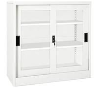 vidaXL Armoire à Portes Coulissantes Classeur Armoire à Dossiers Armoire de Classement Stockage de Fichiers Blanc 90x40x90 cm Acier