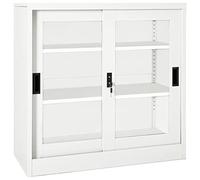 vidaXL Armoire à Portes Coulissantes Classeur Armoire à Dossiers Armoire de Classement Stockage de Fichiers Blanc 90x40x90 cm Acier