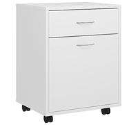 vidaXL Armoire à roulettes – Meuble de rangement blanc en bois d'ingénierie