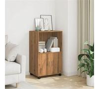 vidaXL Armoire à roulettes chêne artisanal 55x40x91 cm bois ingénierie, classeur, armoire de classement pour maison, 853190 Marron G