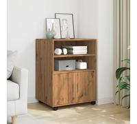 Vidaxl Armoire À Roulettes Chêne Artisanal 60x48x81 Cm Bois Ingénierie