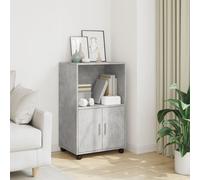 Vidaxl Armoire À Roulettes Gris Béton 55x40x91 Cm Bois D'ingénierie Marron