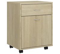 vidaXL Armoire à roulettes, Meuble de Rangement, Organisateur de Bureau Salle de Séjour Salon Maison Intérieur, Chêne Sonoma Bois d'Ingénierie