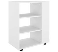 vidaXL Armoire à roulettes, Meuble de Rangement, Organisateur de Bureau Salle de Séjour Salon Maison Intérieur, Blanc Bois d'Ingénierie