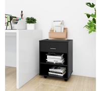 Vidaxl Armoire À Roulettes Noir 46x36x59 Cm Bois D'ingénierie Noir