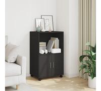 Vidaxl Armoire À Roulettes Noir 55x40x91 Cm Bois D'ingénierie Marron